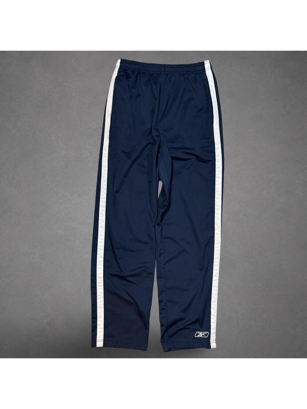 Vintage Reebok Track Pants Navy Blue Side Stripe Y2K Large